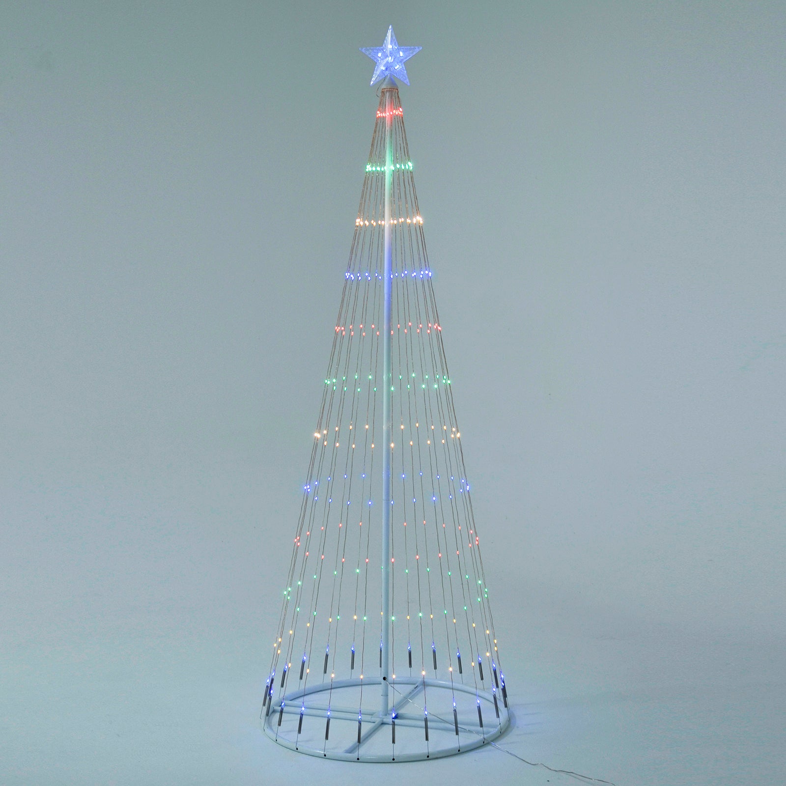 Mr Crimbo 6ft Christmas String Tree LED Lights Cone Star - MrCrimbo.co.uk -XS6534 - -christmas tree